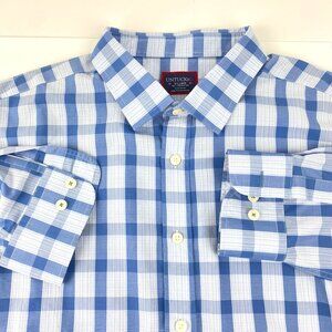 New Untuckit Long Sleeve Shirt Mens XL Wrinkle Free Cotton Plaid Blue Button Up